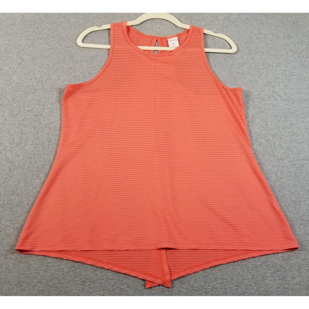 BCG Tank Top Womens M Medium Orange Sheer Activewear Split Back Sleeveless Gym